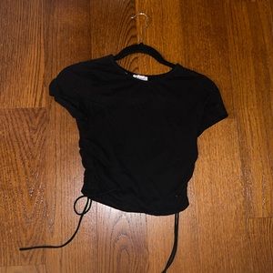 White Fox, Size US 4, Black crop top with rutched sides